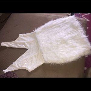 White sequins & fur dress